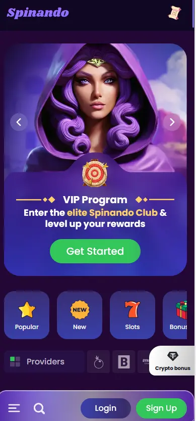Spinando Casino App auf dem Smartphone